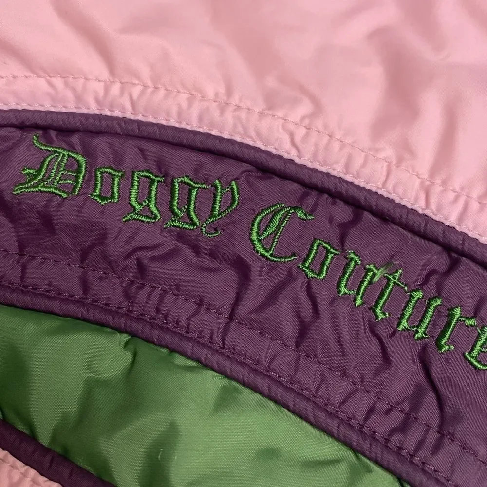 JUICY COUTURE Vintage Down Filled Dog Vest Reversible with Hood